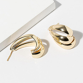 Gold Dipped Sculpted Teardrop Hoop Earrings