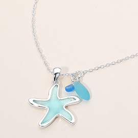 Sea Glass Starfish Charm Pendant Necklace