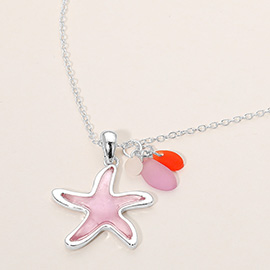 Sea Glass Starfish Charm Pendant Necklace
