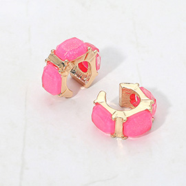 Geometric Sparkle Stone Ear Cuff Earrings