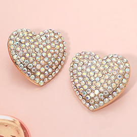 Bold Rhinestone Paved Heart Earrings