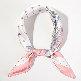 Dotted Daisy Print Square Bandana Scarf