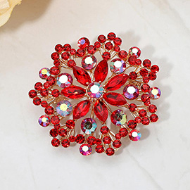 Floral Rhinestone Cluster Pin Brooch