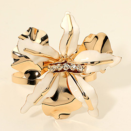 Bold Floral Accent Cuff Bracelet