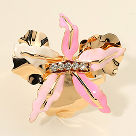 Bold Floral Accent Cuff Bracelet