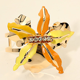 Bold Floral Accent Cuff Bracelet