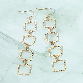 Textured Metal Geometric Open Square Link Drop Earrings