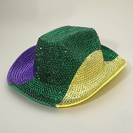 Bling Studded Mardi Gras Cowboy Fedora Hat