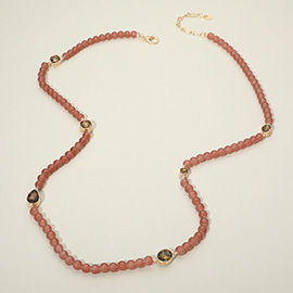 Stone Cluster Station Beaded Long Necklace