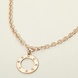 Stone Accent Circle Pendant Necklace