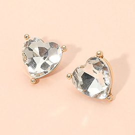 Faceted Heart Stone Stud Earrings