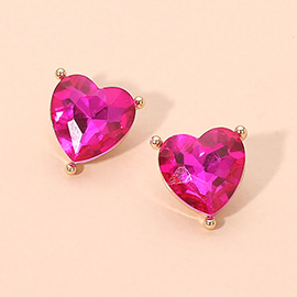 Faceted Heart Stone Stud Earrings