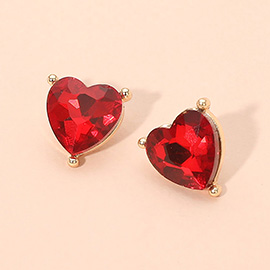Faceted Heart Stone Stud Earrings