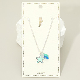 Sea Glass Starfish Charm Anklet