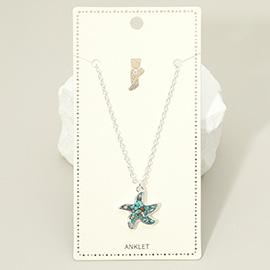 Crushed Pebble Starfish Charm Anklet