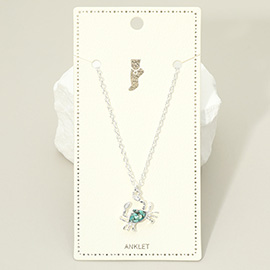 Crushed Pebble Crab Charm Anklet