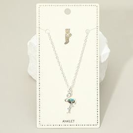 Crushed Pebble Flamingo Charm Anklet