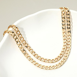 Gold Dipped Double Layer Cuban Chain Necklace
