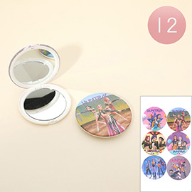 12PCS - Round Kpop Demon Hunters HUNTRIX Character Printed Cosmetic Mirrors