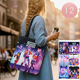 12PCS - Kpop Demon Hunters HUNTRIX Graphic Printed Tote Bags