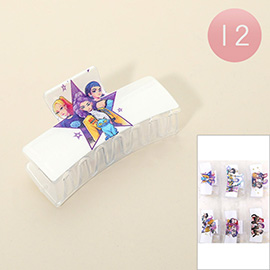 12PCS - Kpop Demon Hunters HUNTRIX Printed Rectangular Hair Claw Clips