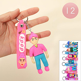 12PCS - Kpop Demon Hunters Cartoon Character Strap Keychains