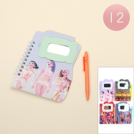 12 SET OF 2 - Kpop Demon Hunters Character Printed Spiral Notebook Ball Pen Set