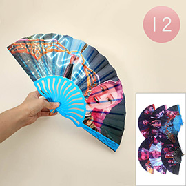 12PCS - Kpop Demon Hunters Character Printed Folding Hand Fans