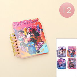 12PCS - Kpop Demon Hunters HUNTRIX Character Printed Mini Spiral Notebooks