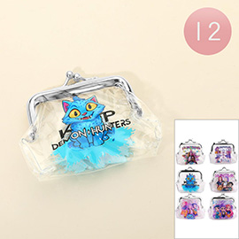 12PCS - Kpop Demon Hunters Character Transparent Coin Purse Pouch Bags