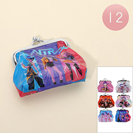 12PCS - Kpop Demon Hunters HUNTRIX Character Coin Purse Pouch Bags