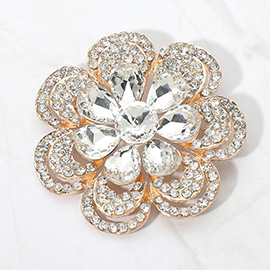 Crystal Floral Statement Pin Brooch