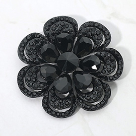 Crystal Floral Statement Pin Brooch