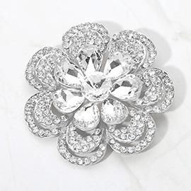 Crystal Floral Statement Pin Brooch