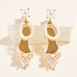 Bride Pearl Heel Drop Dangle Earrings