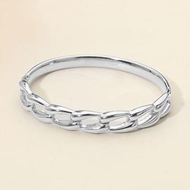 Stainless Steel Chain Link Hinged Bangle Bracelet