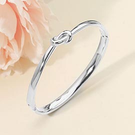 Stainless Steel Knot Hinged Bangle Bracelet