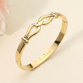 Stainless Steel Modern Link Hinged Bangle Bracelet