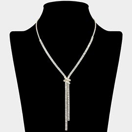 Baguette CZ Stone Y Shaped Drop Necklace