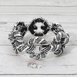 Boho Twisted Metal Ring Link Stretch Bracelet