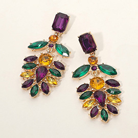 Mardi Gras Marquise Stone Cluster Chandelier Drop Evening Earrings