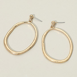 Metal Oval Hoop Drop Dangle Earrings