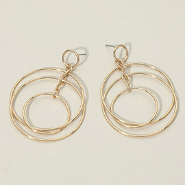 Sleek Metal Layered Circle Drop Earrings