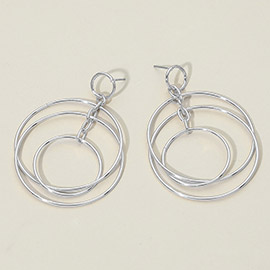 Sleek Metal Layered Circle Drop Earrings