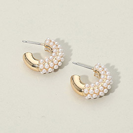 Chunky Pearl Beaded Mini Hoop Earrings