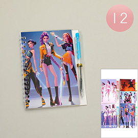 12 SET OF 2 - Kpop Demon Hunters HUNTRIX Notebook Pen Set