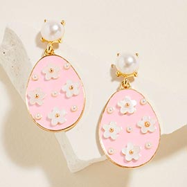 Floral Easter Egg Drop Dangle Earrings