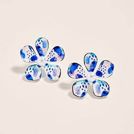 Floral Petal Pearl Center Earrings