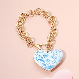 Chunky Floral Heart Charm Keychain Bag Charm