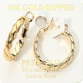 14K Gold Dipped Hypoallergenic Twisted Hoop Earrings